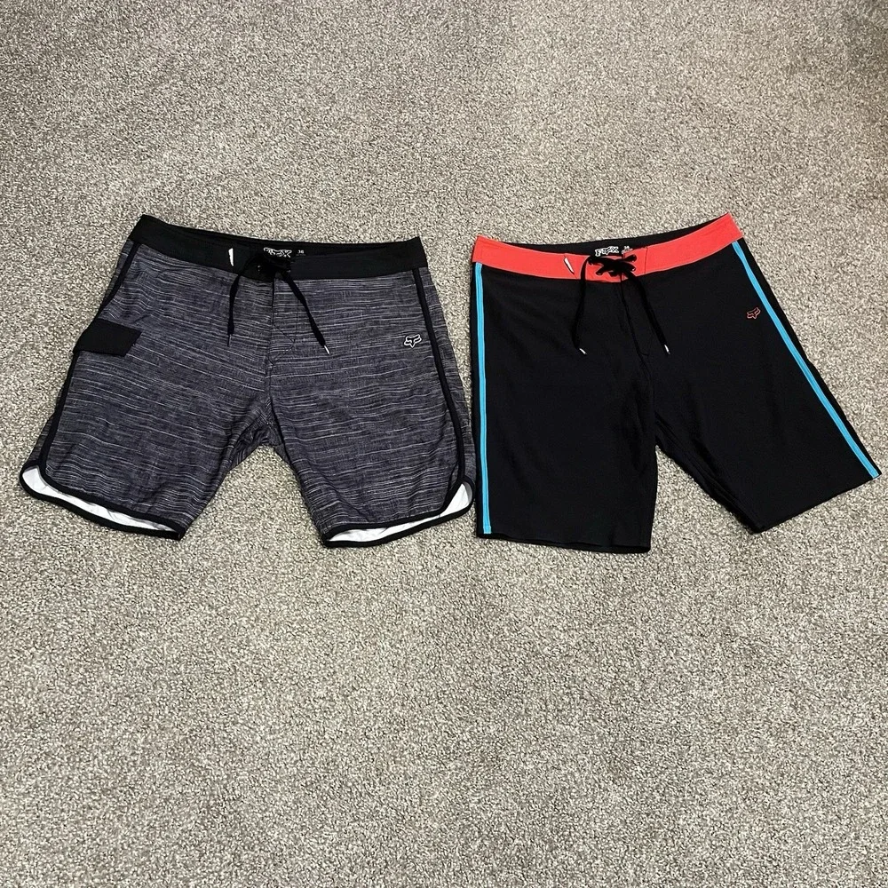 FOX Racing Boardshorts Men's 36 Lot‎ Of 2 Swim Trunks Logo Surf Beach